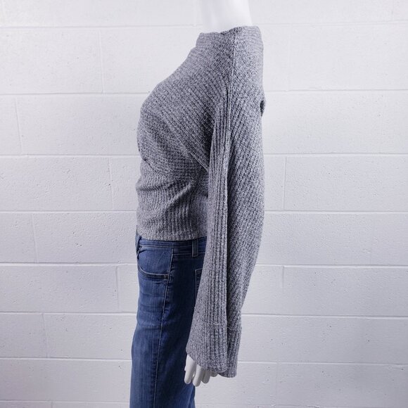 Free people Crazy On You Thermal Top Sweater Long Sleeve Boat Neck Grey Size S - Picture 4 of 10